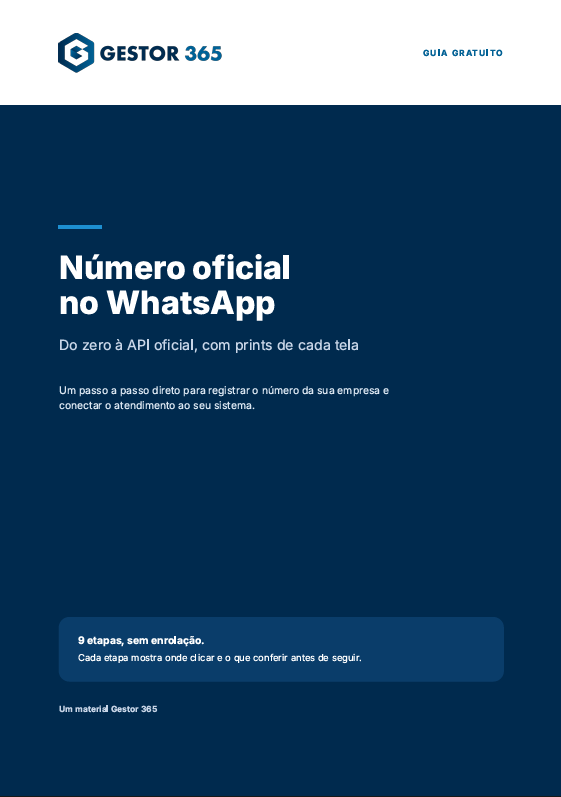 Capa do ebook Número oficial no WhatsApp: do zero à API oficial, com prints de cada tela